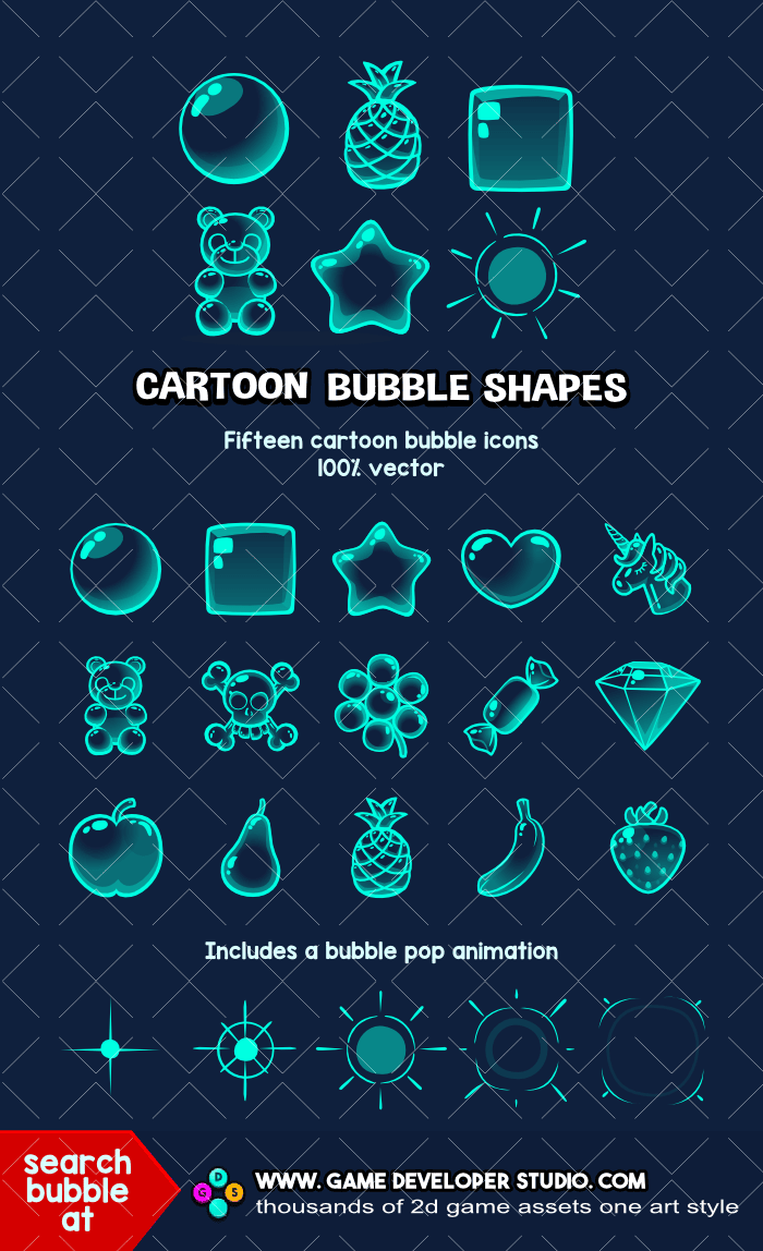 2D Cartoon bubble shapes