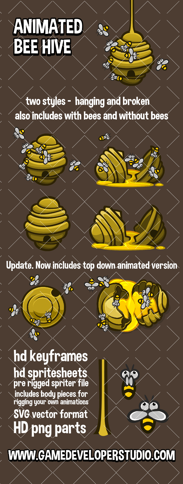 2D animated beehive game asset