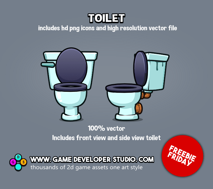 2D toilet game asset