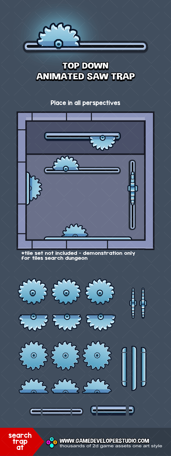 2D top down animated saw trap