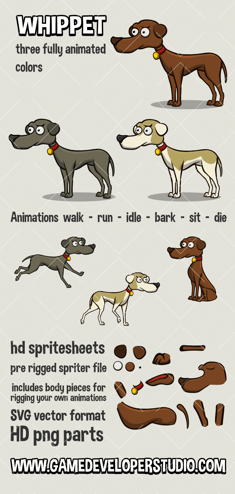 2d dog game sprite