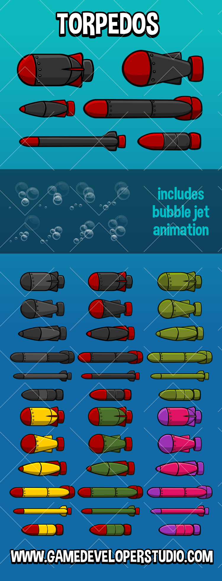 2d torpedo game assets