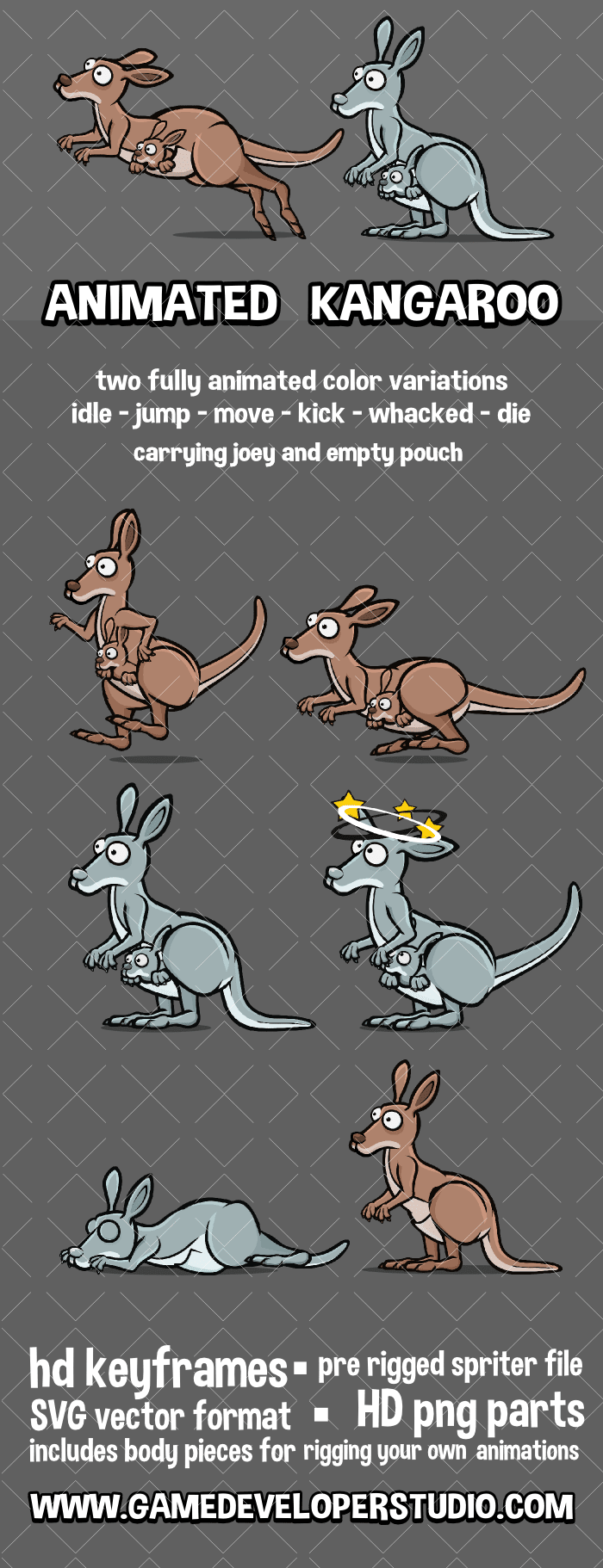 Animated Kangaroo game sprite