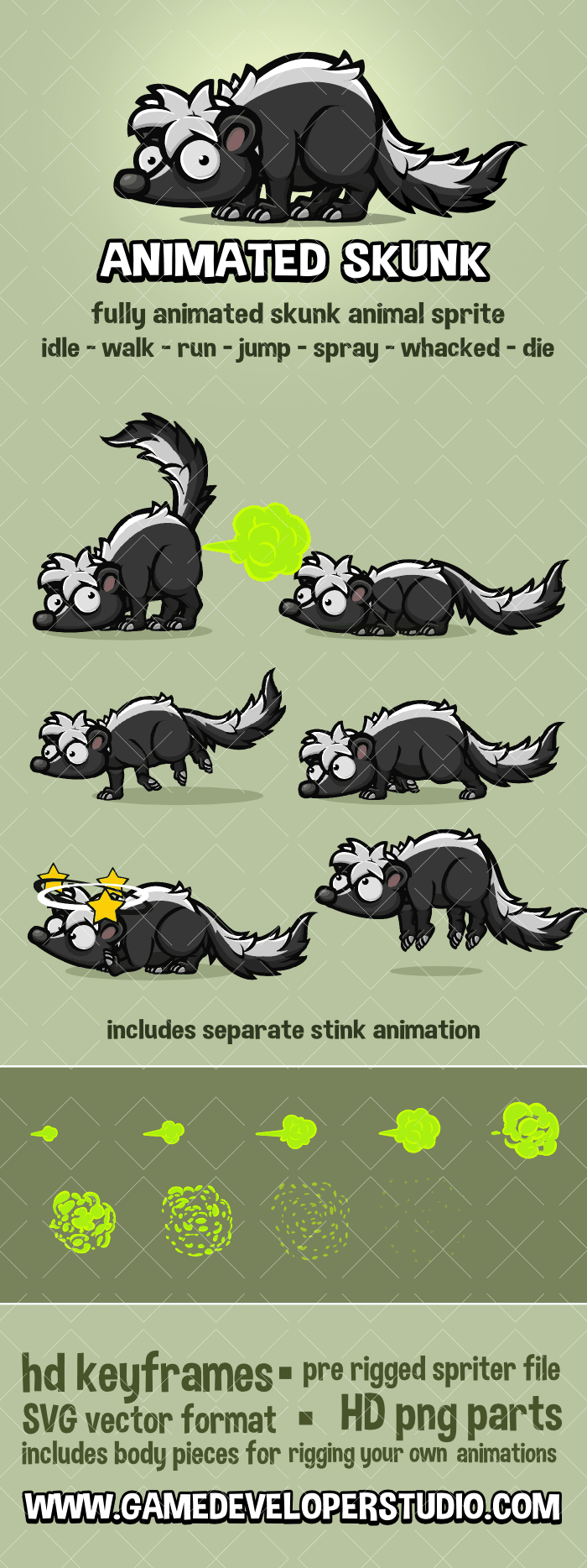 Animated Skunk game asset