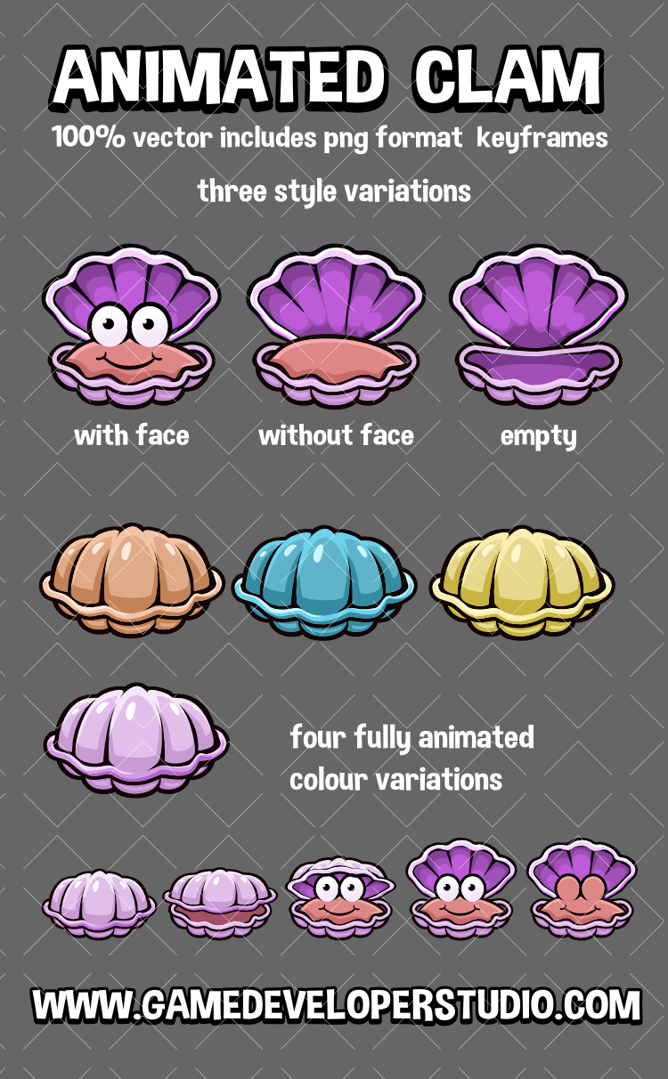 Animated clam game asset