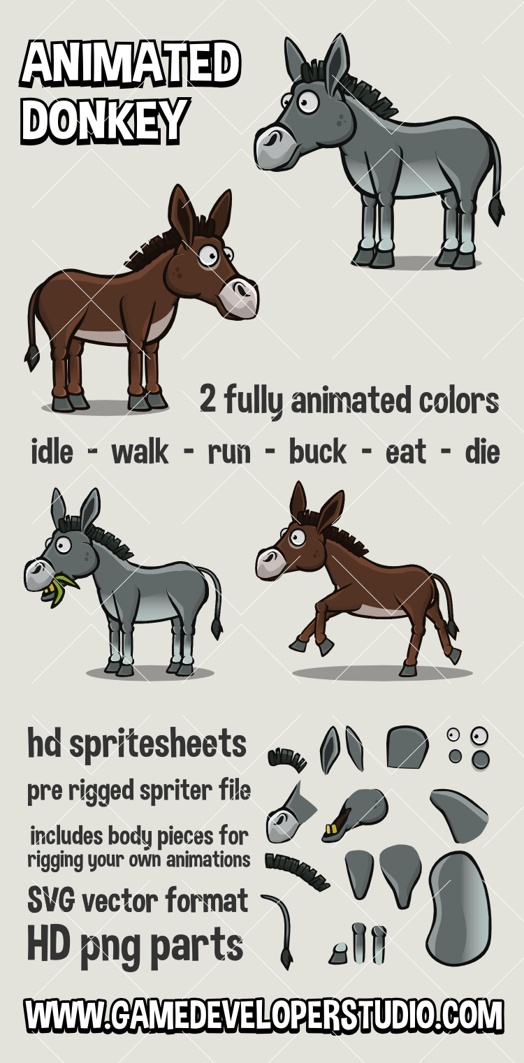 Animated donkey game sprite