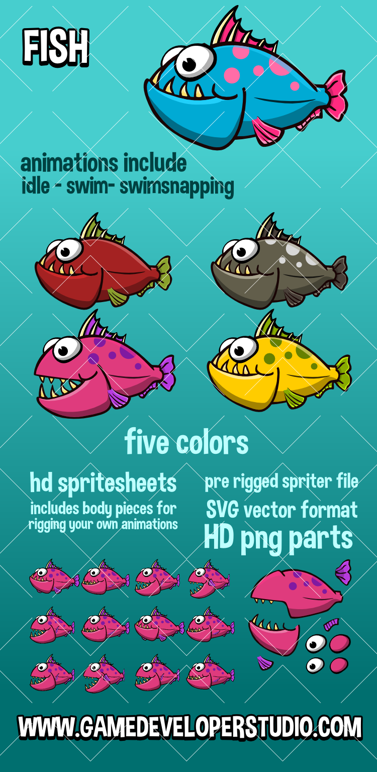Animated fish game asset