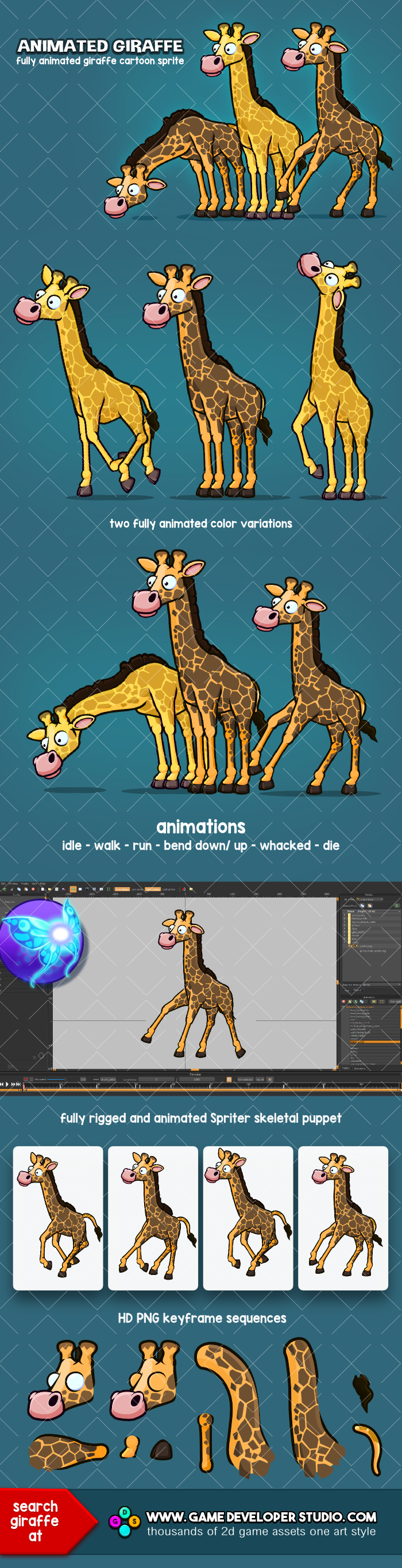 Animated giraffe game sprite