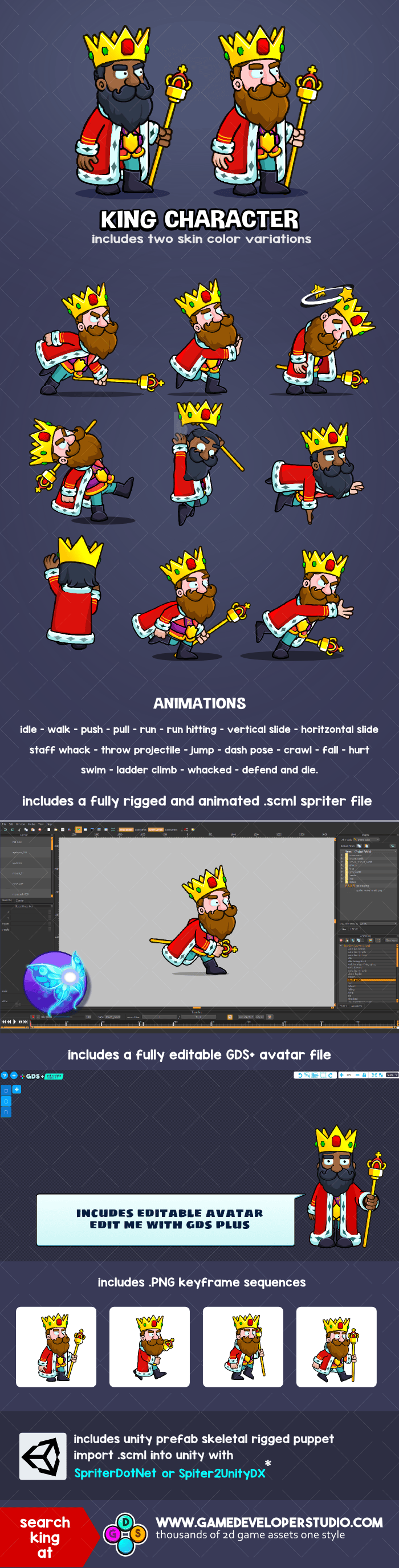 Animated king game character