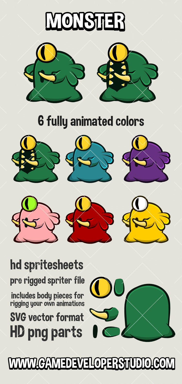 Animated monster 2d game sprite