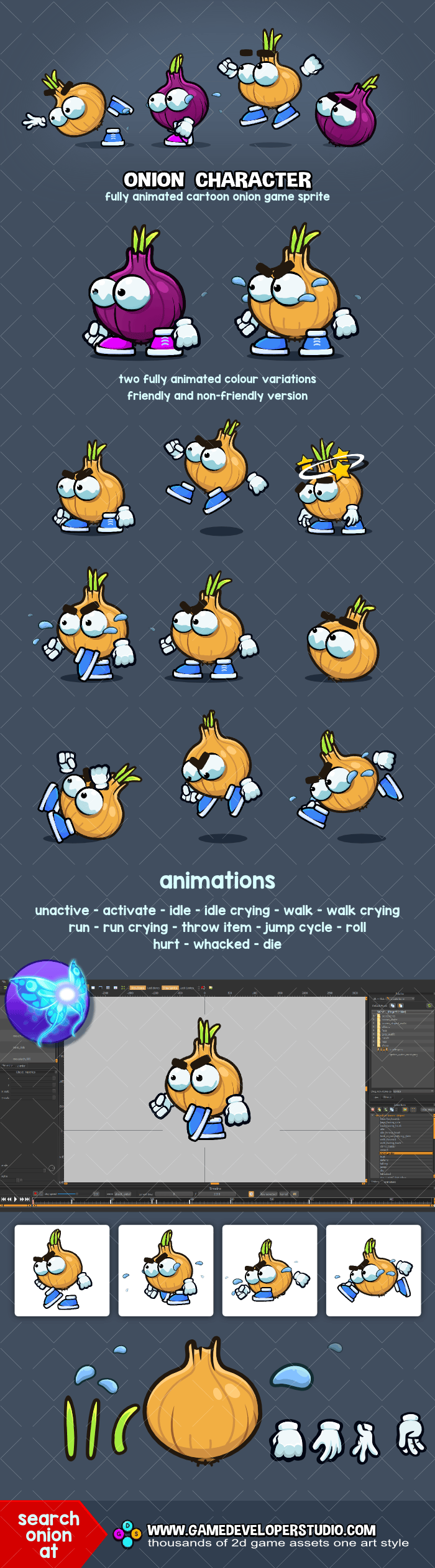 Animated onion game character