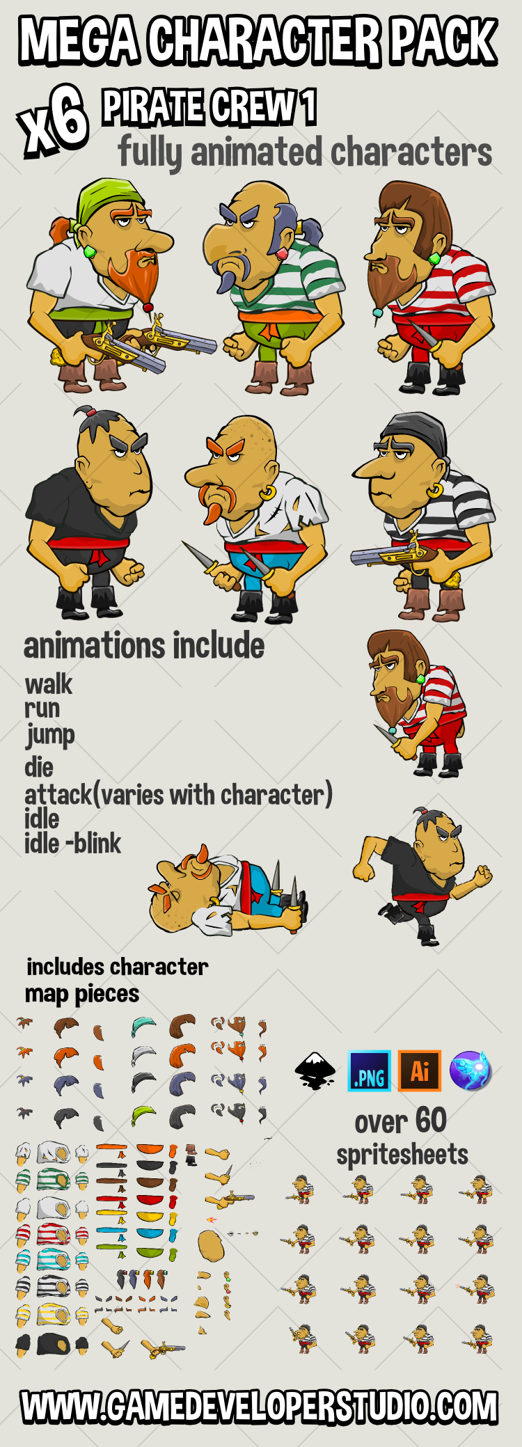 Animated pirate characters mega pack