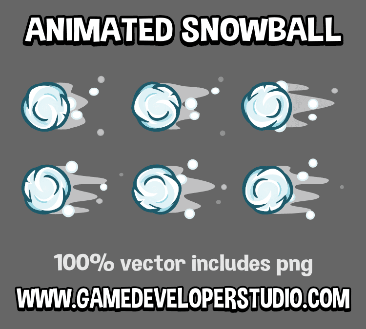 Animated snowball game projectile