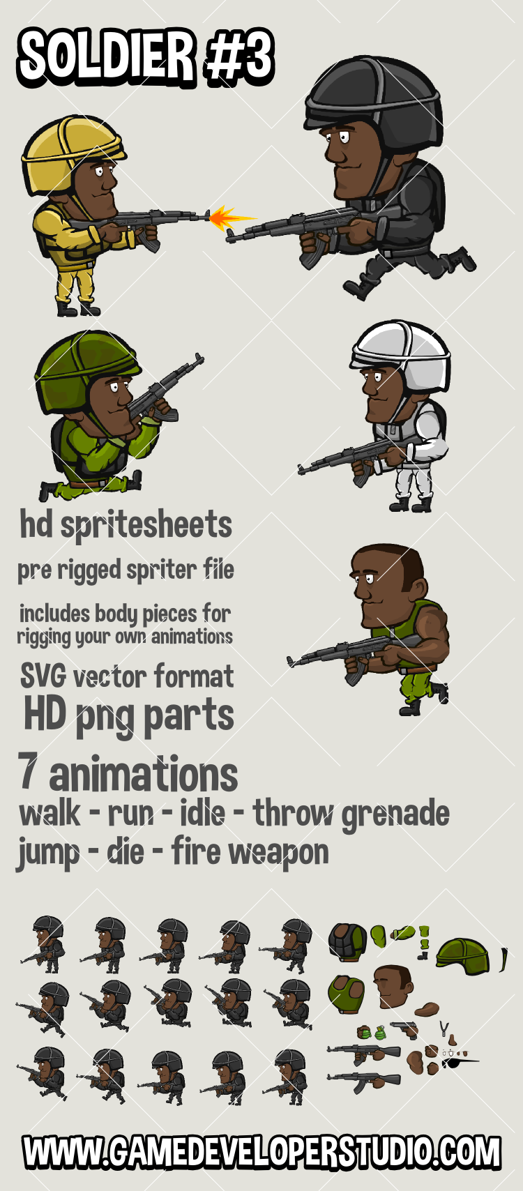 Animated soldier game sprite