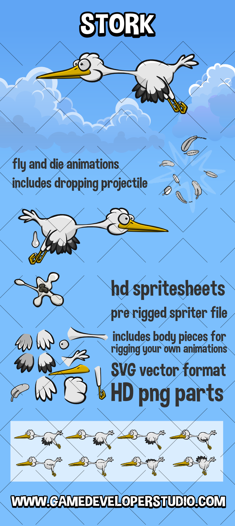 Animated stork 