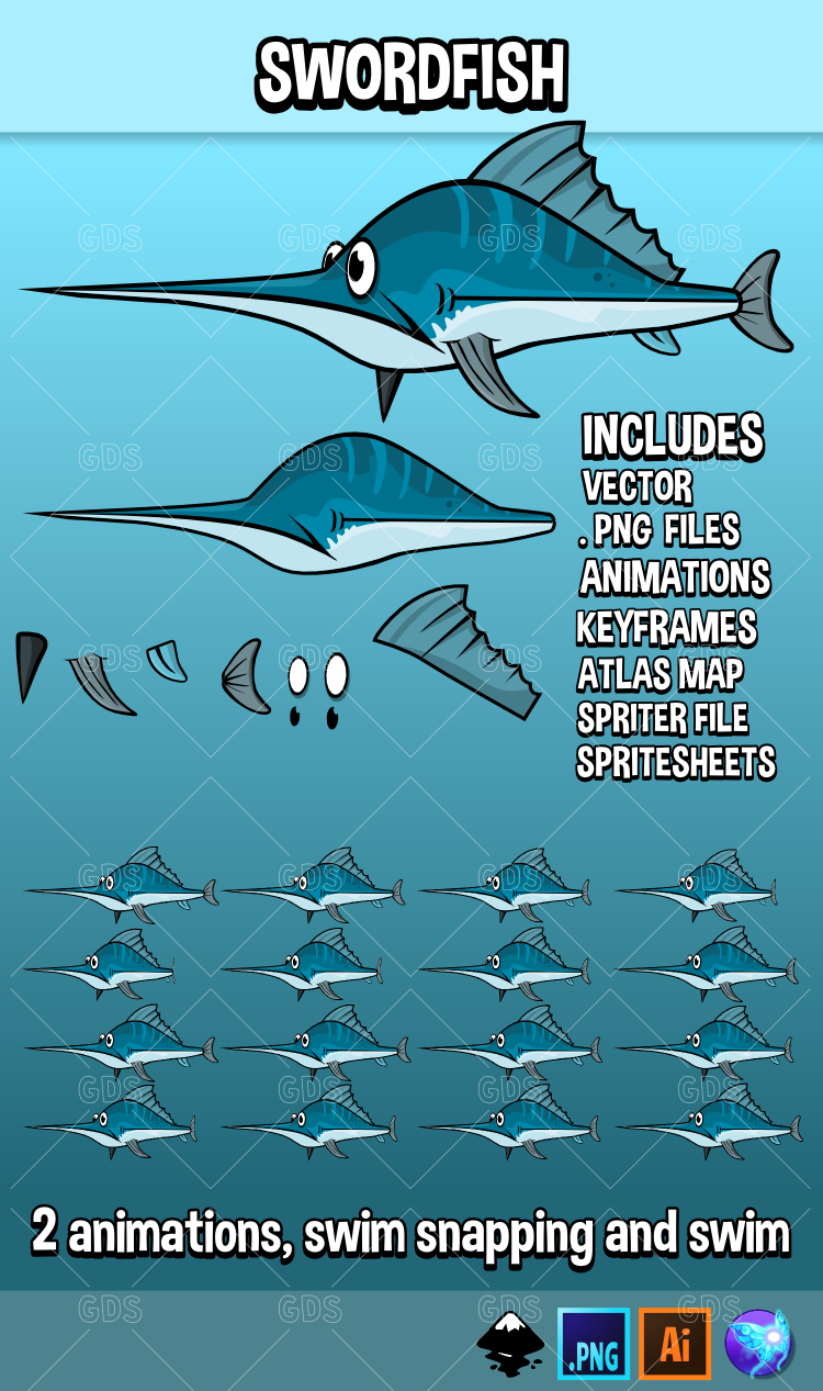 Animated swordfish