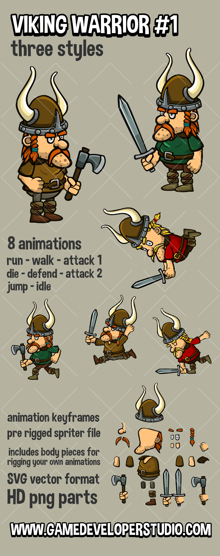 Animated viking game sprite one