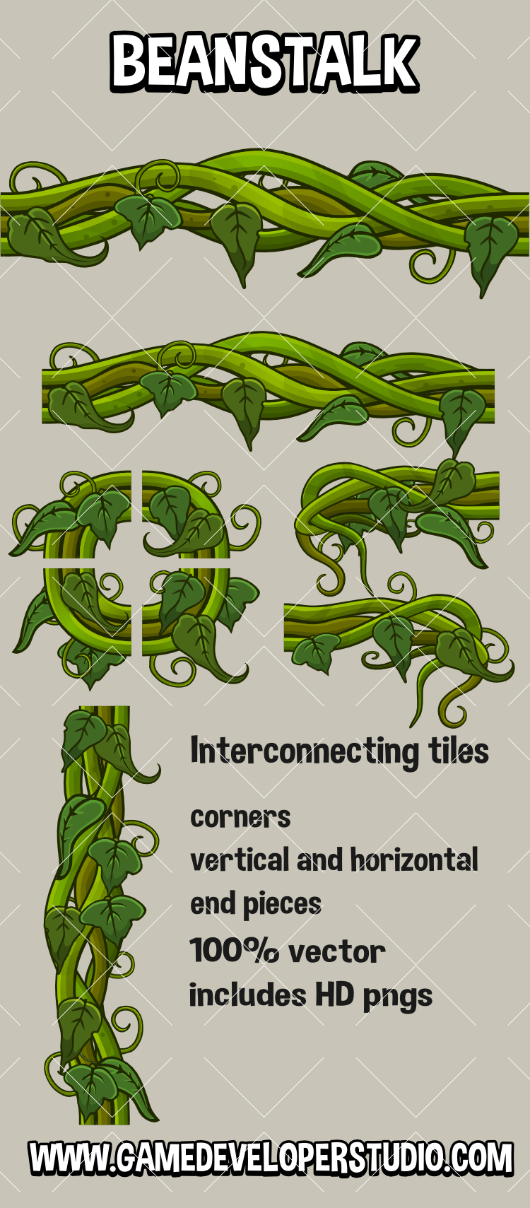 Beanstalk vine 2d game assets