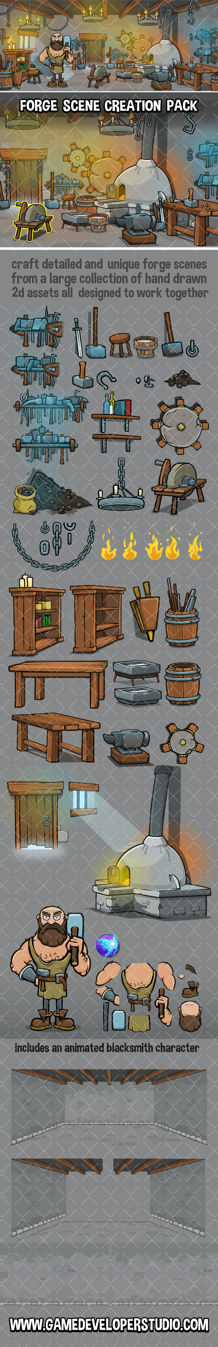 Blacksmith forge 2d scene creation pack