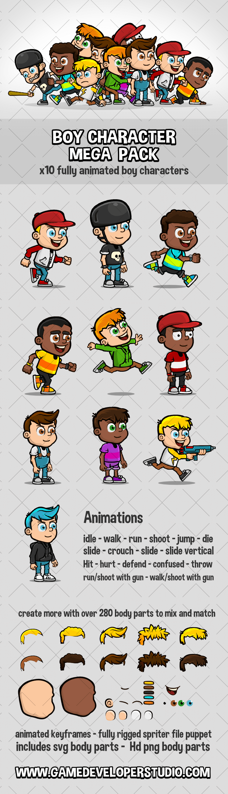 Boy character mega pack