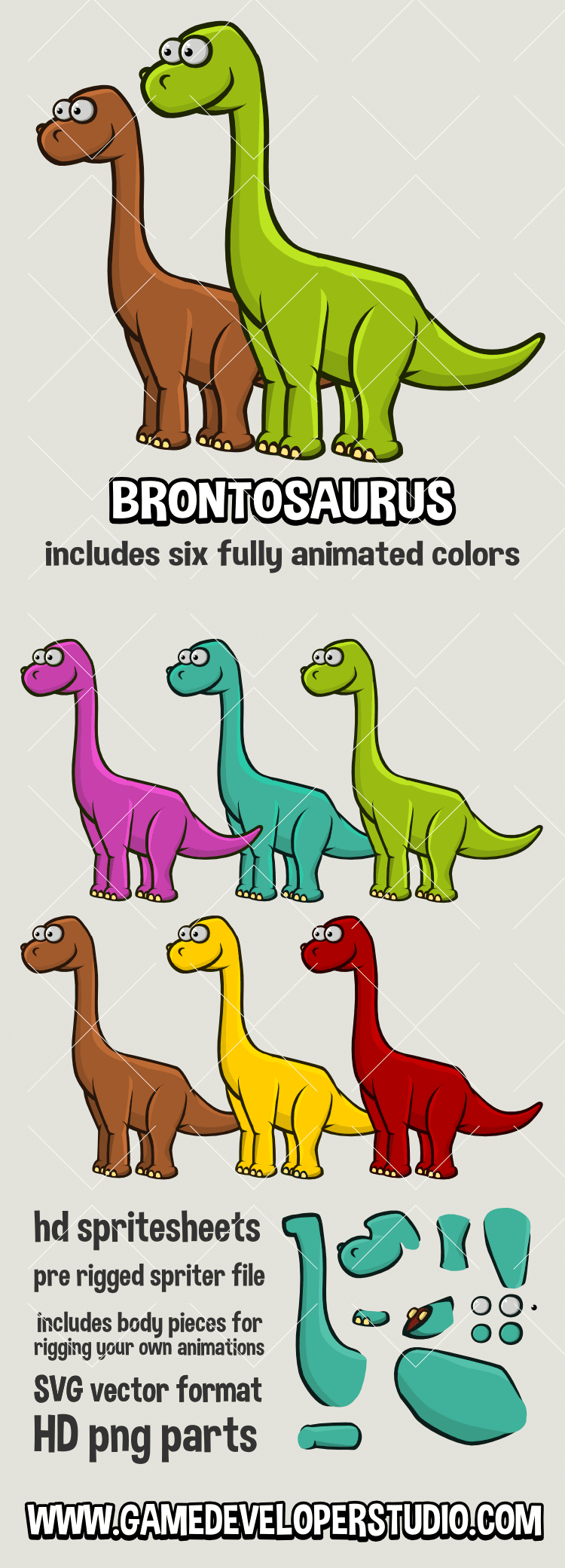 Brontosaurus 2d game sprite