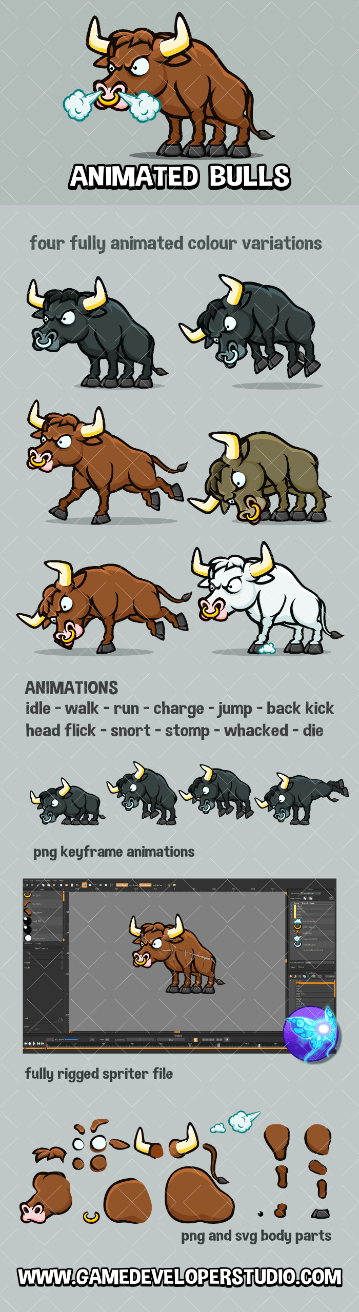 Bull cartoon sprite