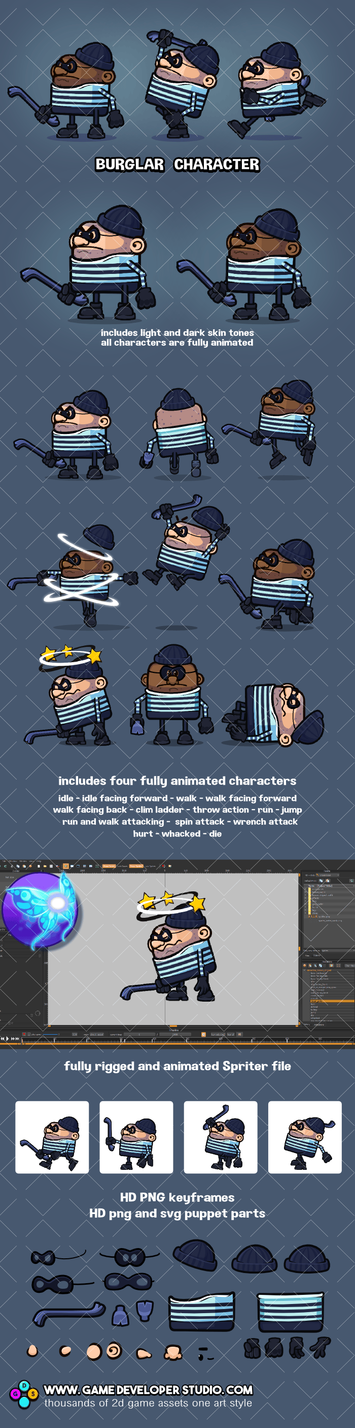 Burglar game sprite character