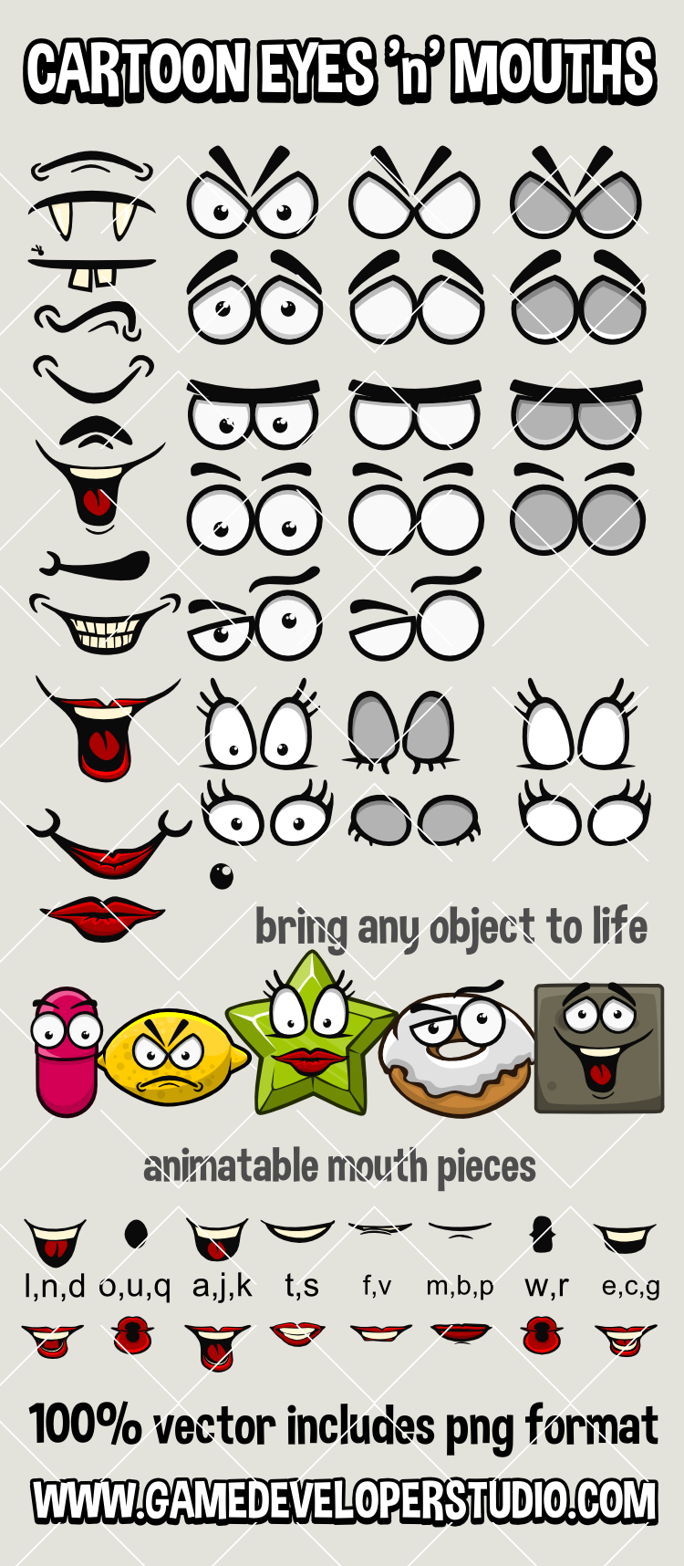 Cartoon eyes and mouths