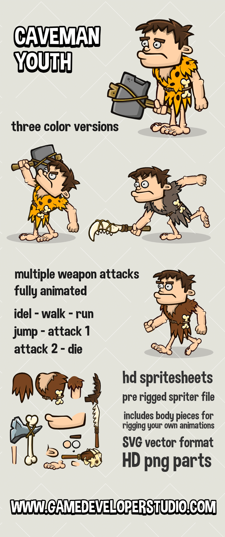 Caveman game character game sprite