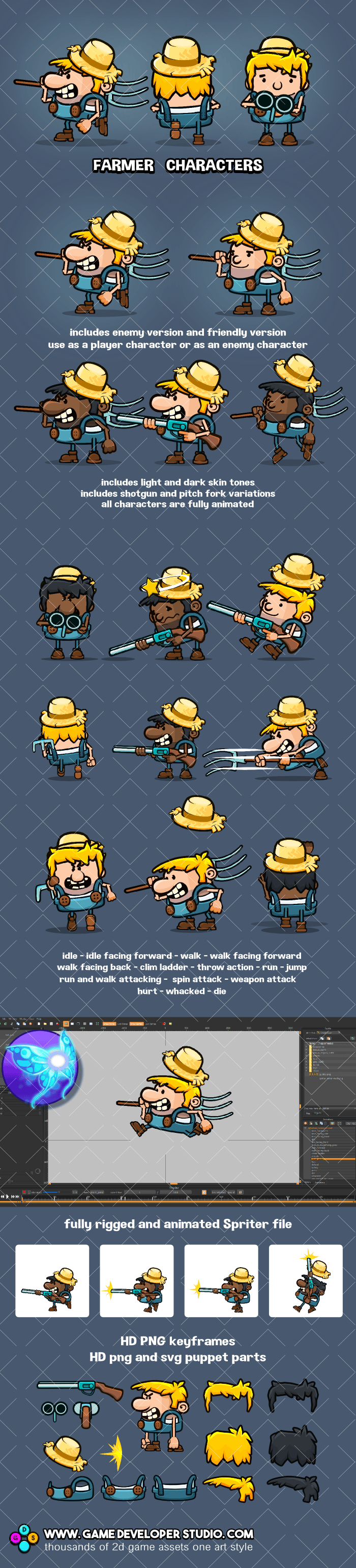 Crazy farmer game sprite pack