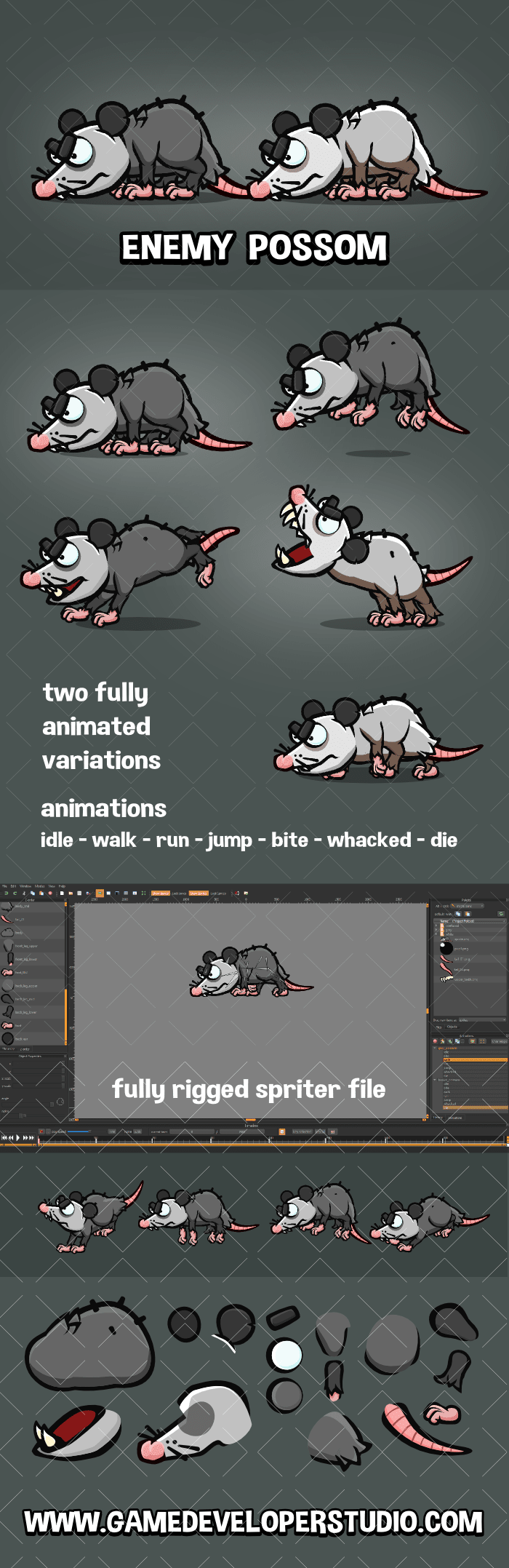 Enemy Possum game sprite