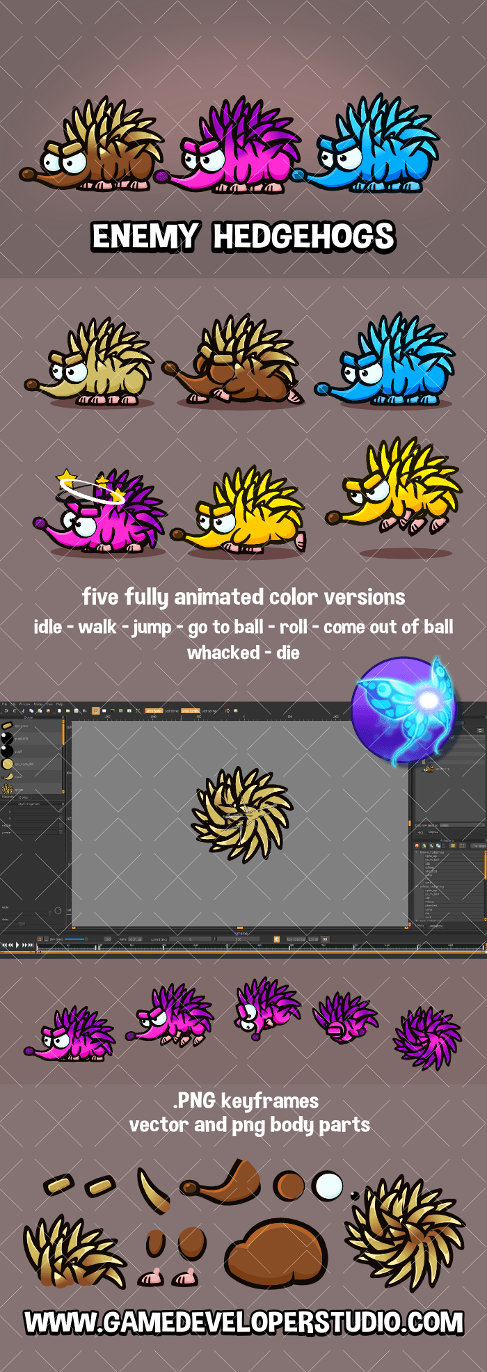 Enemy hedgehog game sprite