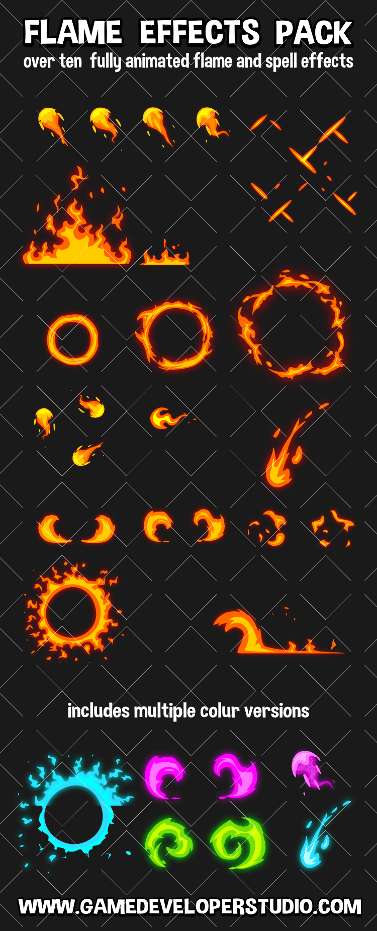 Flame effect 2d game effects pack