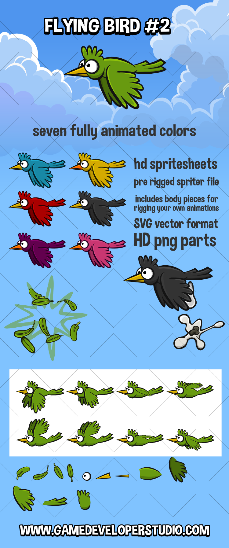 Flapping bird game asset number two