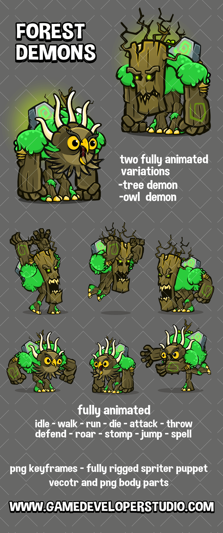 Forest demon animated game asset