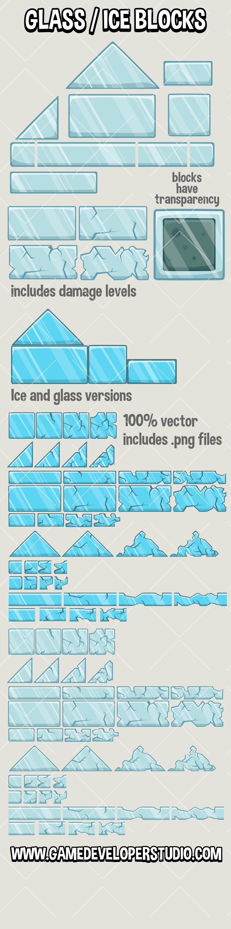 Glass and ice physics blocks