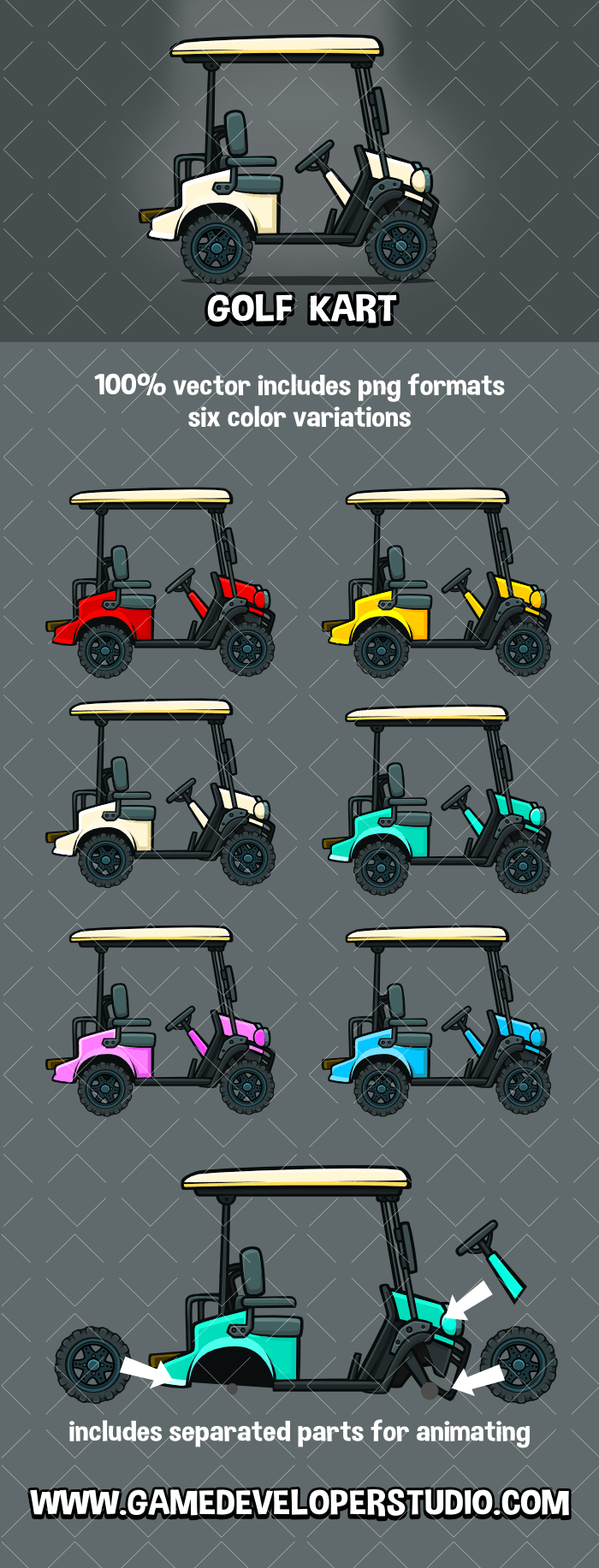 Golf kart game sprite