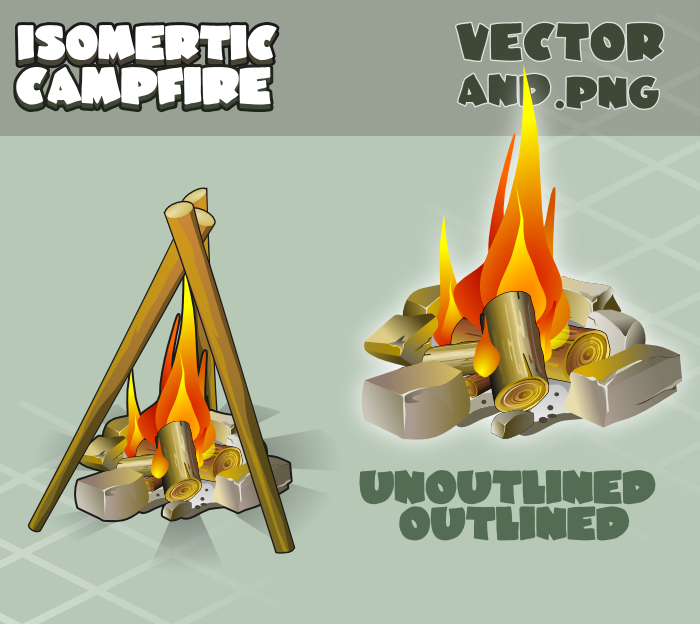 Isometric campfire