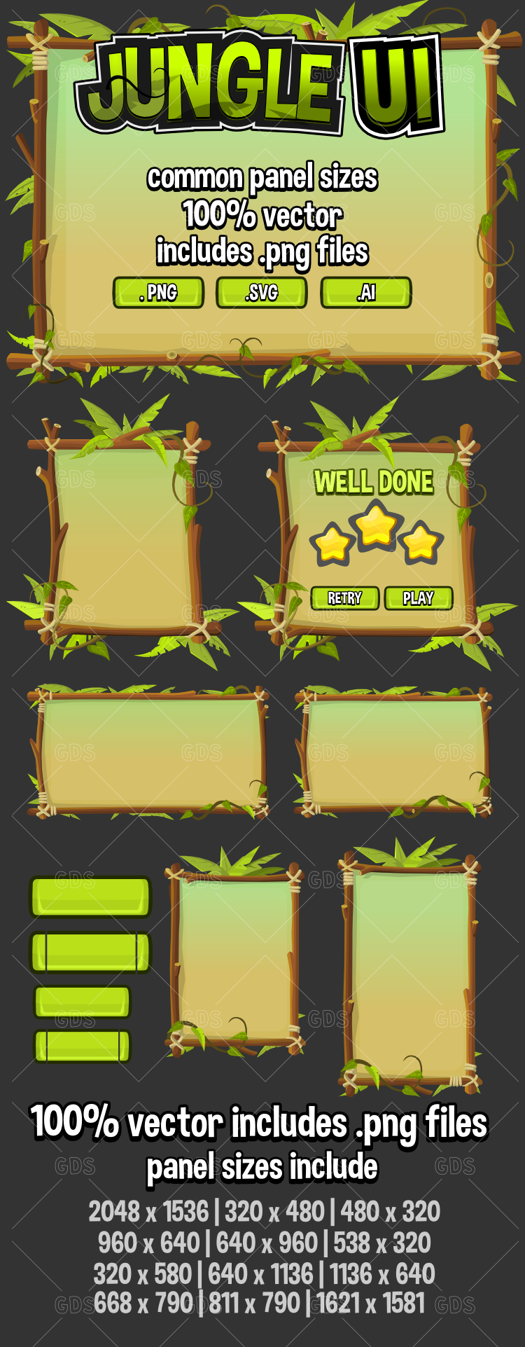 Jungle themed game user interface