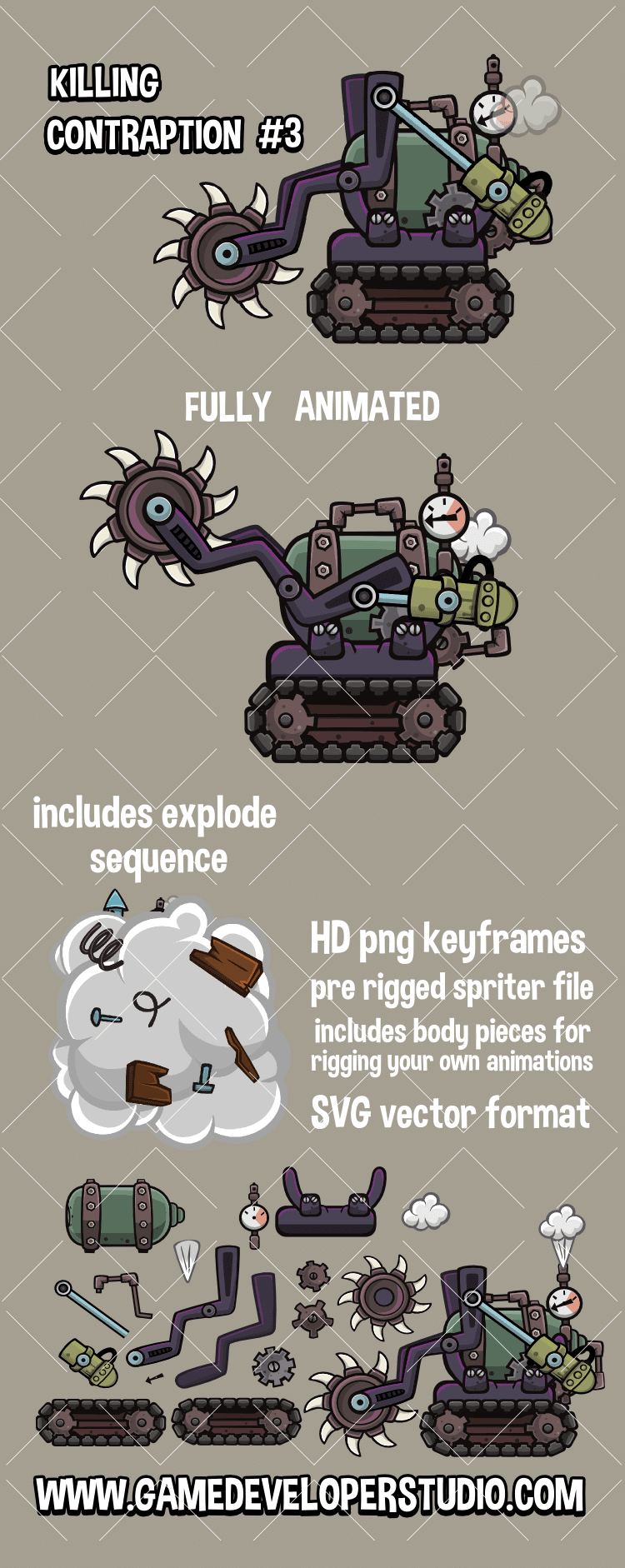 Killing contraption 3 animated 2d game asset