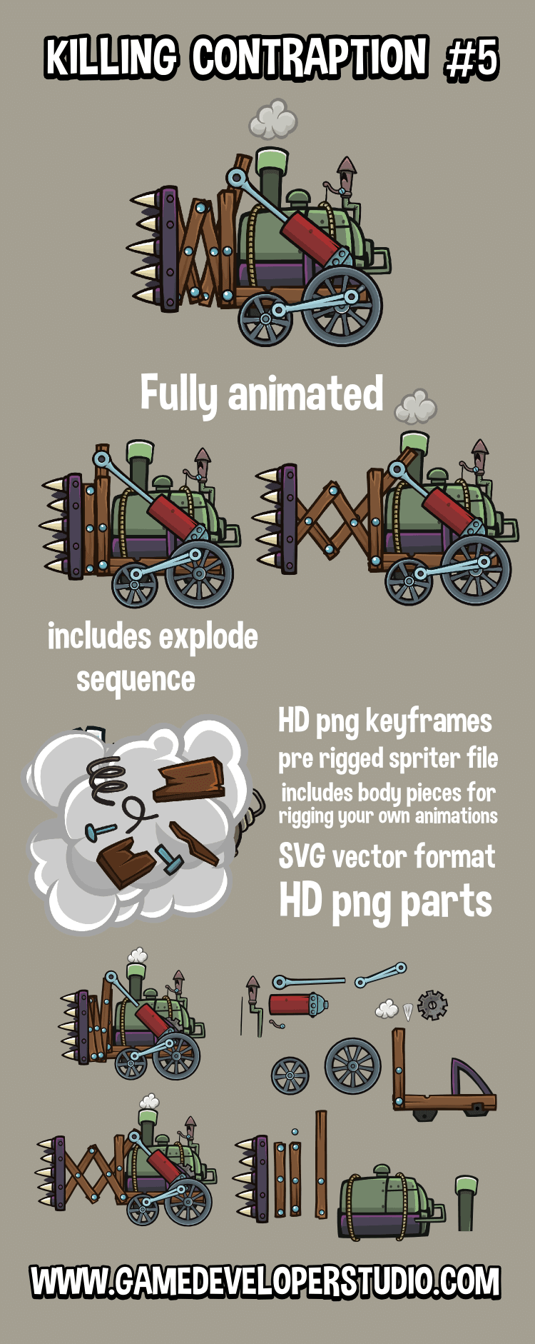 Killing contraption 5 animated game asset