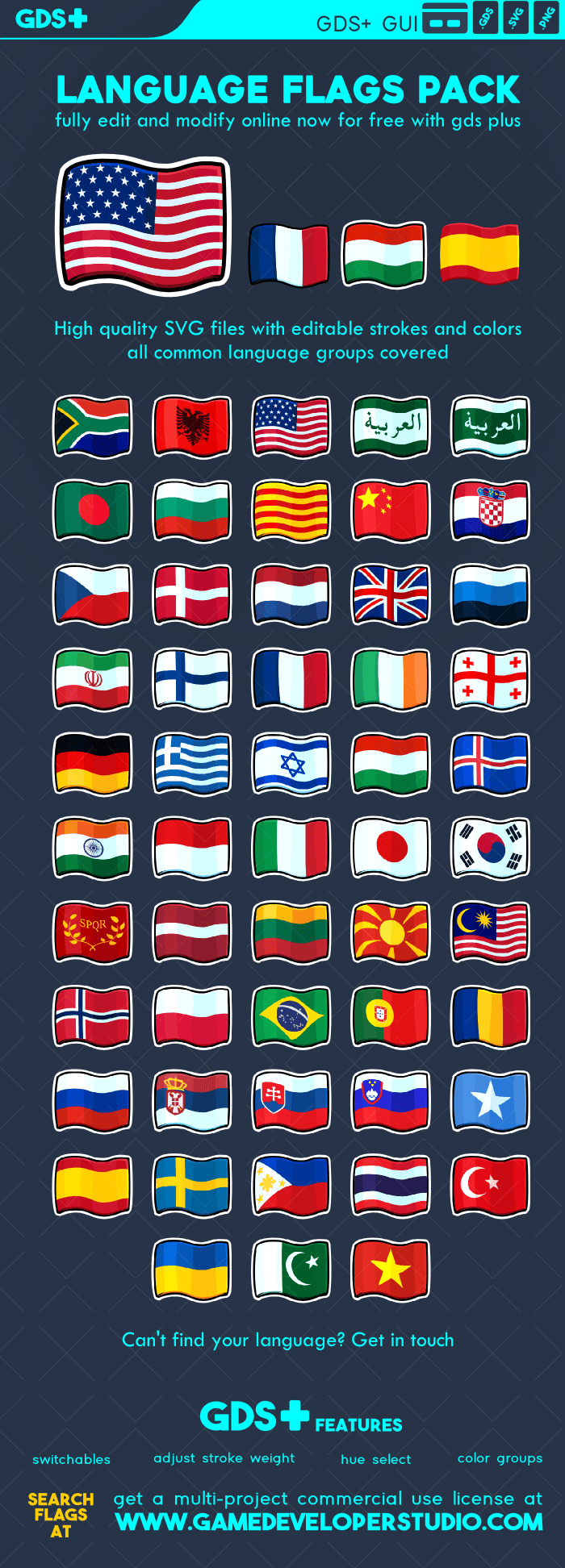 Language flags icons pack