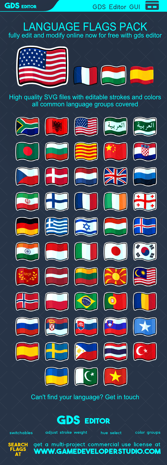 Language flags icons pack