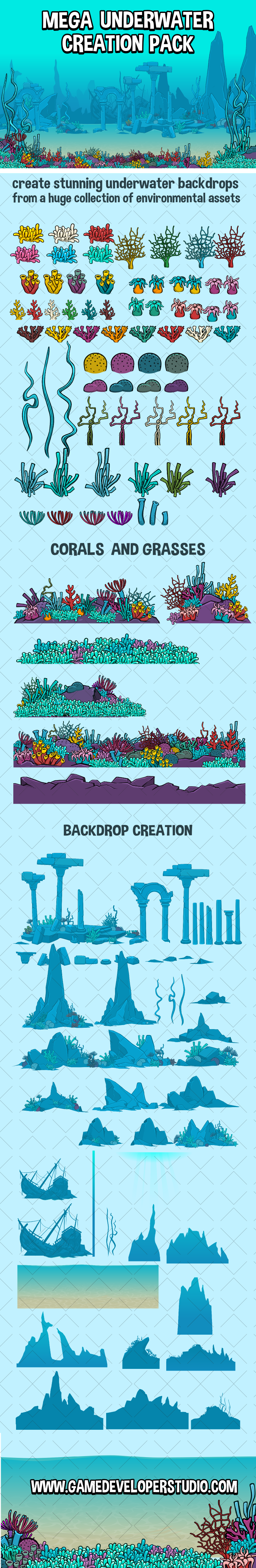 Mega underwater scene creation pack