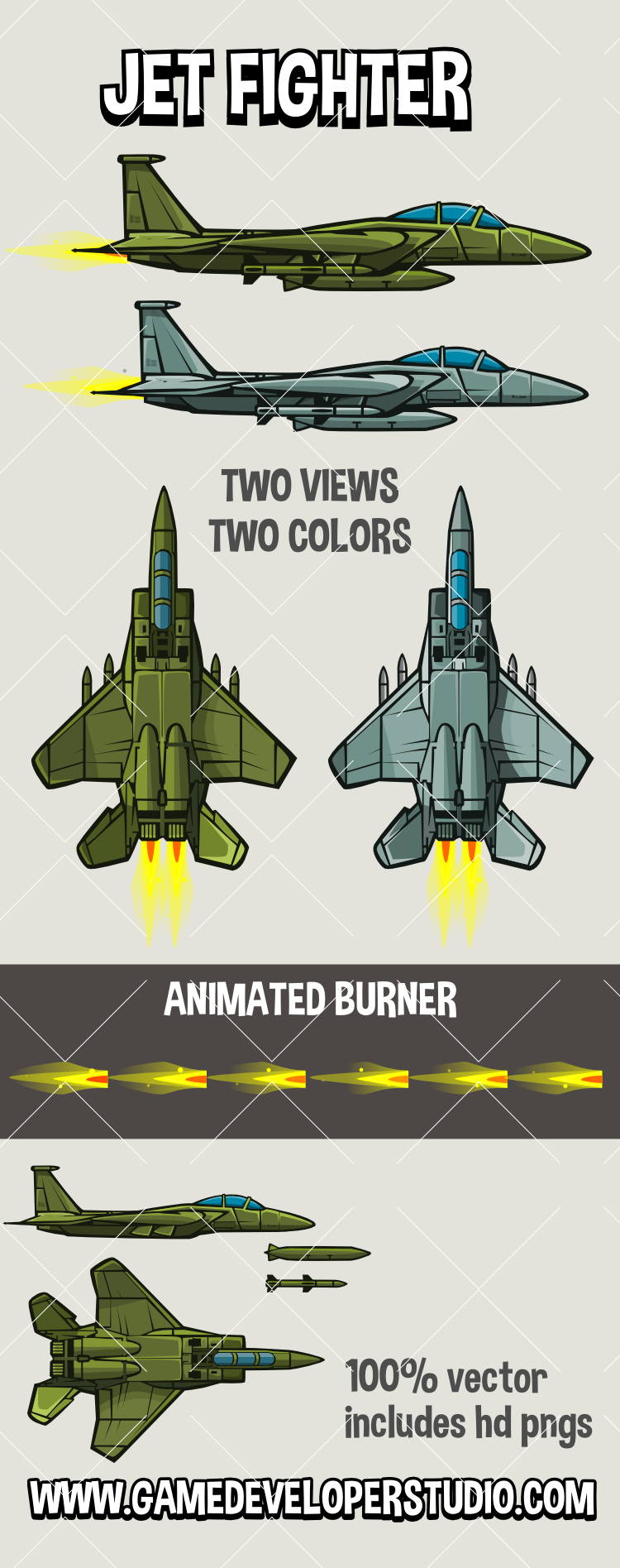 Military jet 2d game asset