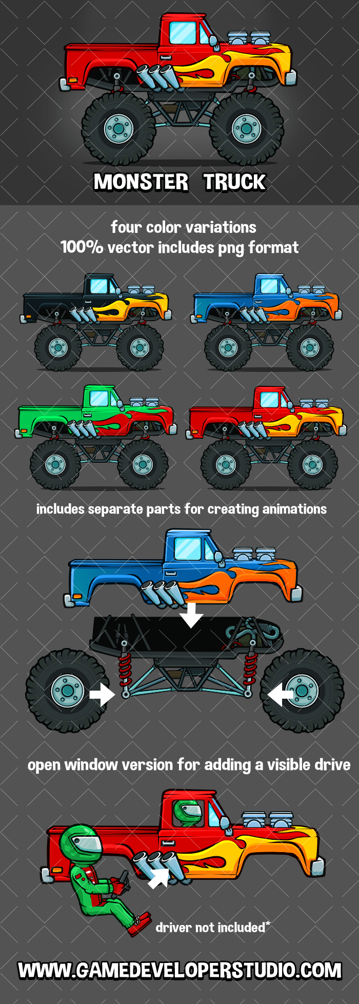 Monster truck game assets