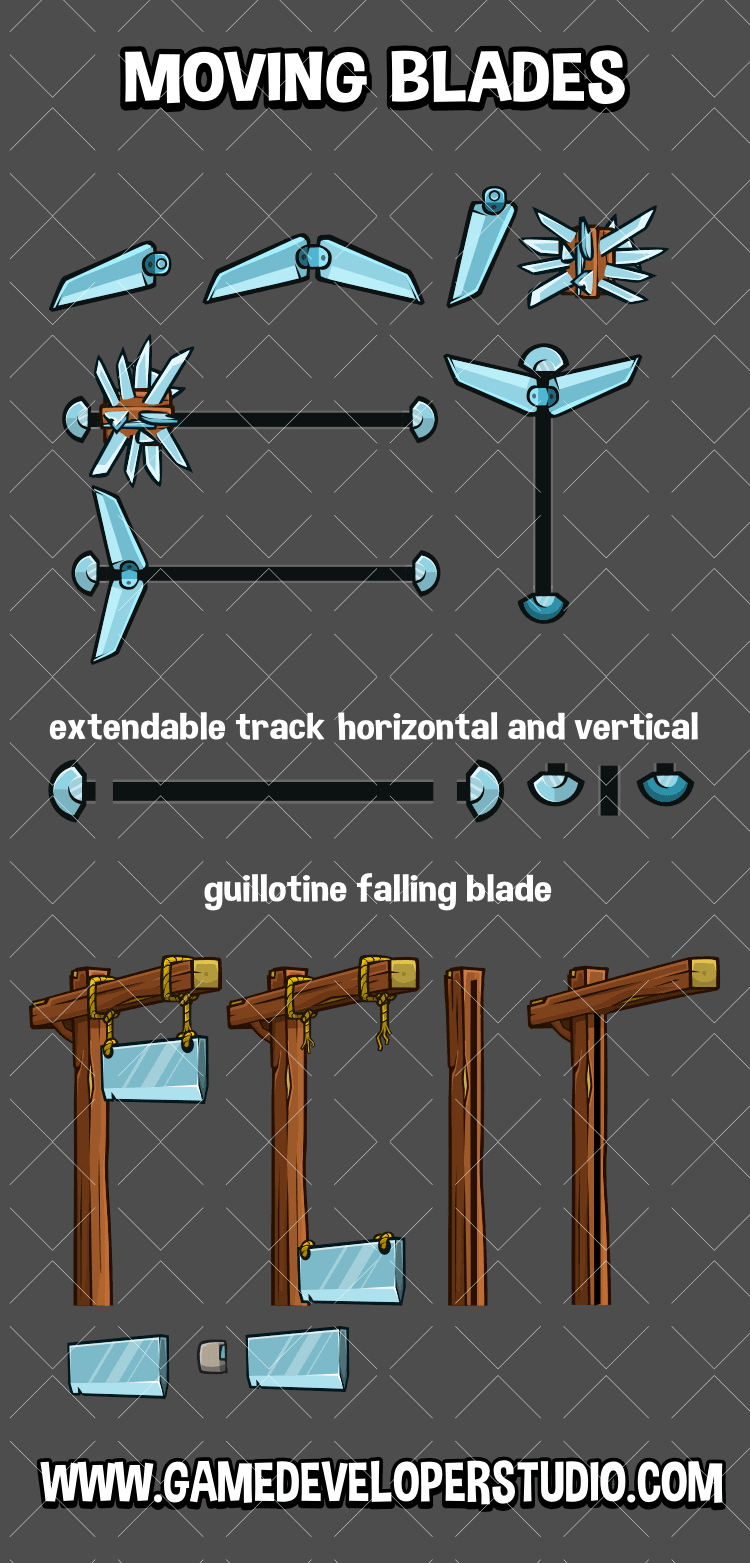 Moving blade traps 2d game assets