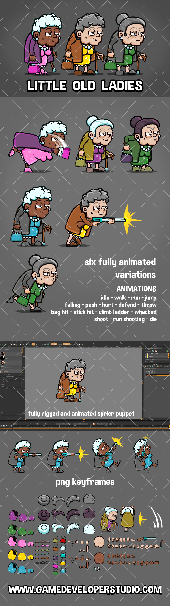 Old lady cartoon game sprite