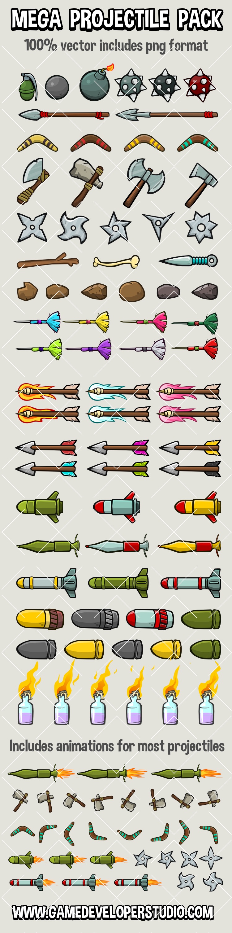 Projectiles for 2d games mega pack