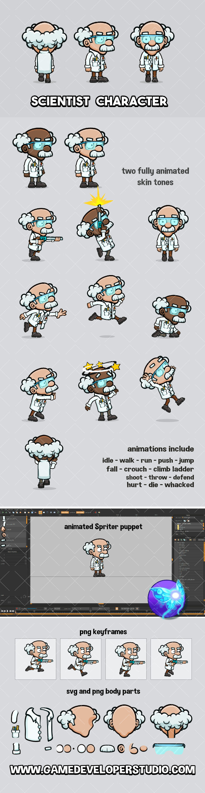 Scientist game sprite character